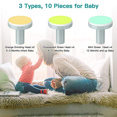 Baby Nail Trimmer Electric Baby Nail File with LED Light 10 Grinding Heads Baby Nail Clippers Safe Quiet Nail Care Kit for Newborn Toddler Kids Toes Fingernails Battery Operated (Not Included) - Grey