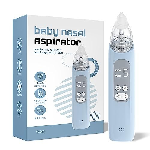 Baby Nasal Aspirator, Electric Nose Sucker with 5 Levels Suction, Soothing Light & Nursery Rhymes