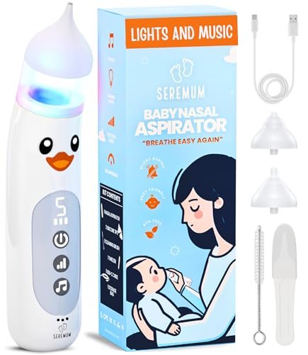 Baby Nasal Aspirator for Newborns & Infants | Electric Nose Sucker | Hospital Grade Suction | 5 Suction Levels | USB-C Rechargeable | BPA-Free Silicone Tips | LED Light & Music | Easy To Clean