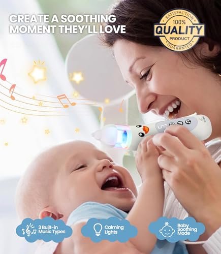 Baby Nasal Aspirator for Newborns & Infants | Electric Nose Sucker | Hospital Grade Suction | 5 Suction Levels | USB-C Rechargeable | BPA-Free Silicone Tips | LED Light & Music | Easy To Clean