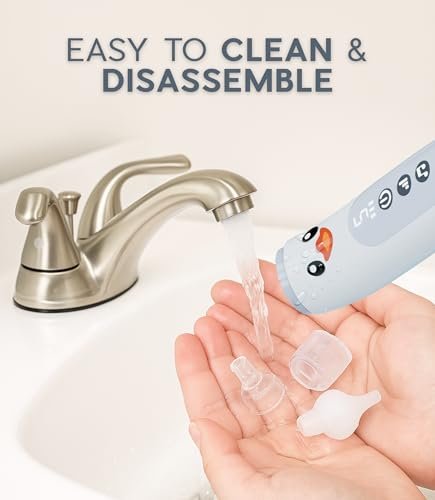 Baby Nasal Aspirator for Newborns & Infants | Electric Nose Sucker | Hospital Grade Suction | 5 Suction Levels | USB-C Rechargeable | BPA-Free Silicone Tips | LED Light & Music | Easy To Clean