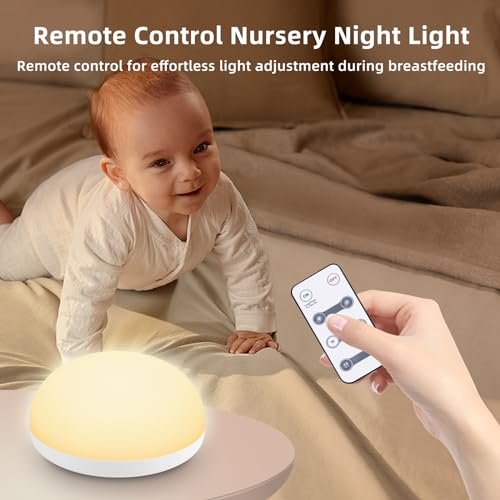 Baby Night Light,Touch Control for Baby Nursery with Remote and Timer - Rechargeable and Portable for Breastfeeding,Dimmable Nursery Light with 2 Color Modes