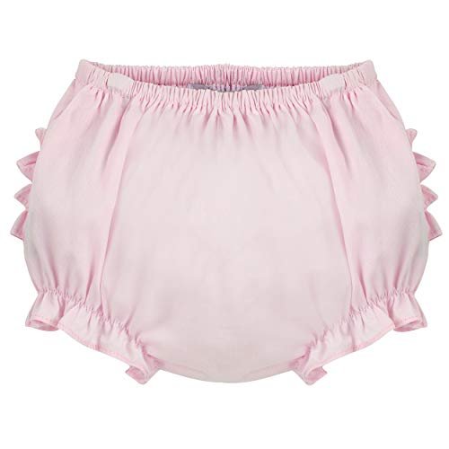 Baby Ruffle Panty Diaper Covers For Girls - Classic Baby Bloomers for Baby Girls - Diaper Cover White/Pink