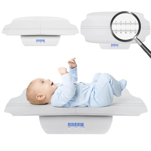 Baby Scale, 2-in-1 Adult/Baby Weight Scale, 22lbs-220lbs Digital Infant Weight Scale, USB/Battery-Operated Infant Scale for Height and Weight, Baby Scale