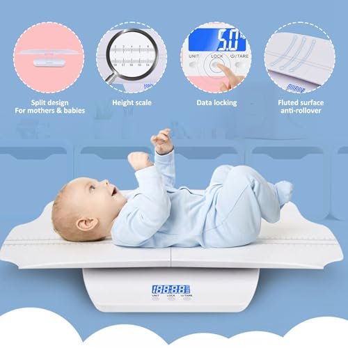 Baby Scale, 2-in-1 Adult/Baby Weight Scale, 22lbs-220lbs Digital Infant Weight Scale, USB/Battery-Operated Infant Scale for Height and Weight, Baby Scale