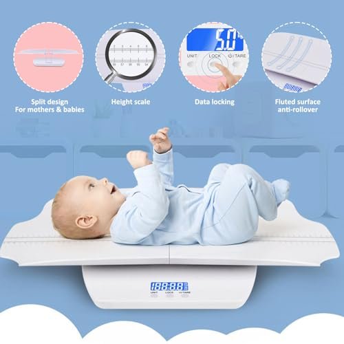 Baby Scale, 2-in-1 Adult/Baby Weight Scale, 22lbs-220lbs Digital Infant Weight Scale, USB/Battery-Operated Infant Scale for Height and Weight