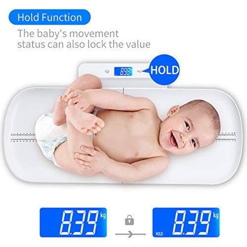 Baby Scale, Digital Infant Scale, Multi-Function Digital Scale for Pets, Toddler Scale with Measure Babies Weight and Height Tray, Precision Digital Puppy Scale with kg/lb/oz, Holding Function