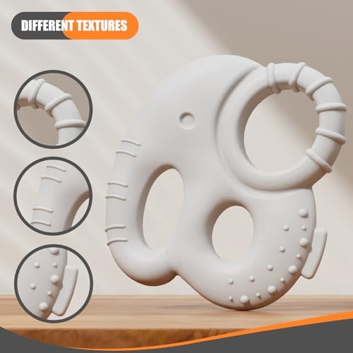 Baby Teething Toys for Babies 0-6 Months, Baby Teethers for Babies 3-6 6-12 Months Silicone Baby Chew Toys Gifts for Must Haves, BPA Free Elephant