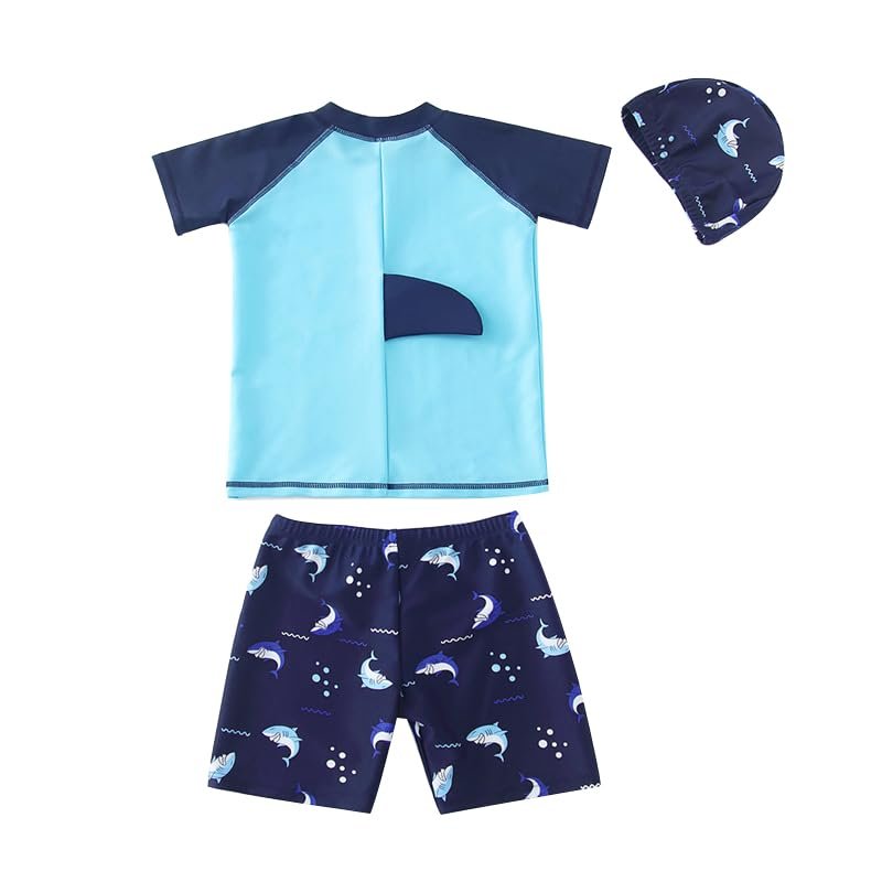 Baby Toddler Boys 3 Pieces Swimsuit Set Boys Swimwear Dinosaur Bathing Suit Rash Guards UPF 50+