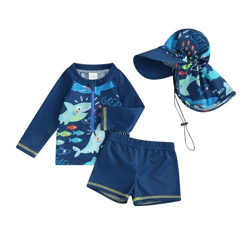 Baby Toddler Boys Swimsuit Infant Girl Swimsuits 6 12 18 24M 2T 3T 4T 5T Bathing Suit Swimwear 3Pcs Set Rash Guard Hat