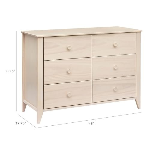 Babyletto Sprout 6-Drawer Dresser for Kids Bedroom - Baby Dresser for Nursery - Double Chest of Drawers for Boys and Girls - GREENGUARD Gold Certified Wood Dresser for Living Room - Washed Natural