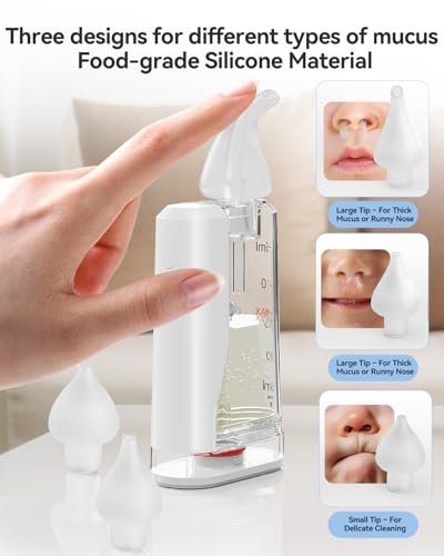 Babytone Baby Nasal Aspirator - Electric Nose Suction Hosptial-Grade, Booger Sucker for Babies,Toddler, Infant,Adult, Nose Cleaner with 3 Tips,9 Suction Levels,Music, Night Light, Integrated Storage