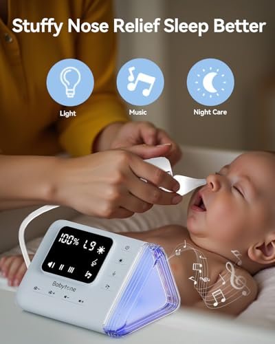 Babytone Baby Nasal Aspirator - Electric Nose Suction Hosptial-Grade, Booger Sucker for Babies,Toddler, Infant,Adult, Nose Cleaner with 3 Tips,9 Suction Levels,Music, Night Light, Integrated Storage