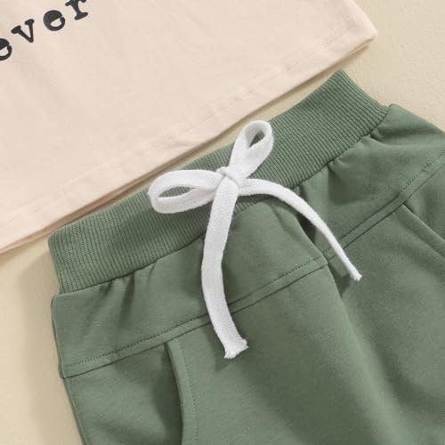 BemeyourBBs Toddler Baby Boy Summer Clothes Funny Letter T Shirt Elastic Waist Pockets Shorts Set 2 Piece Outfit
