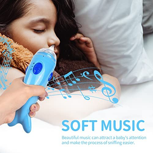 Berrcom Nasal Aspirator for Baby, Electric Nose Sucker Baby Nose Cleaner Automatic Booger Sucker for Kids with Music, Adjustable Suction Level