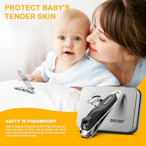 BEZOX Safe Baby Nail Clippers, Small Jaw Kids Nail Clipper Trimmers for Infants, Child and Toddlers, Precision Nail Grooming Tool for Tiny Fingers and Toes - Black
