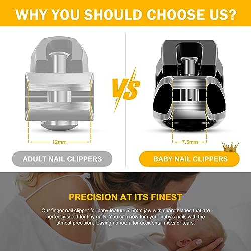 BEZOX Safe Baby Nail Clippers, Small Jaw Kids Nail Clipper Trimmers for Infants, Child and Toddlers, Precision Nail Grooming Tool for Tiny Fingers and Toes - Black