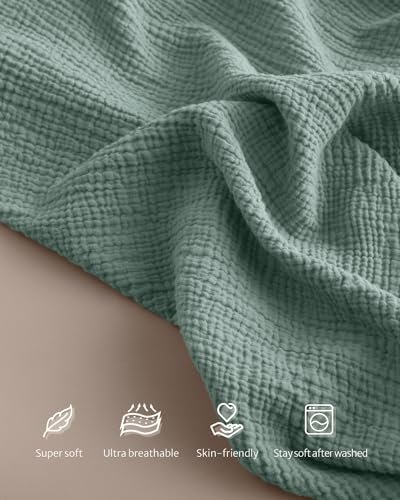 Blissful Diary Muslin Nursing Cover for Breastfeeding, Breathable Breastfeeding Cover up with Arch Neckline for Women, Nursing Apron (Roman Green)