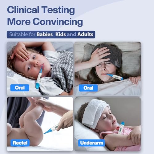 Boncare 10 Seconds Oral Thermometer for Adults and Kids - Accurate & Safe Rectal Thermometer for Baby with Fever Alarm, Digital Thermometer FSA HSA Eligible (Light Blue)