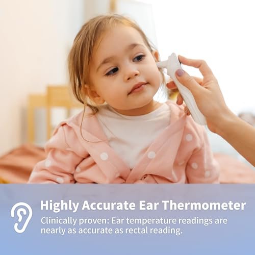 Boncare Ear and Forehead Thermometer, 2X Accuracy Infrared Digital Thermometer for Adults and Kids, 1 Second Reading, No Touch Baby with Fever Alarm, FSA and HSA Eligible