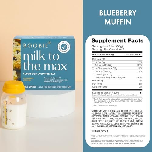 Boobie Bar Superfood Lactation Bar Variety Pack, Lactation Snacks for Breastfeeding Moms to Increase Milk Supply, Fenugreek-Free, Gluten-Free, Dairy-Free, Vegan (18 Bars, 3 Flavors)