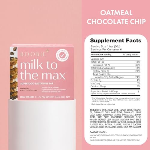 Boobie Bar Superfood Lactation Bar Variety Pack, Lactation Snacks for Breastfeeding Moms to Increase Milk Supply, Fenugreek-Free, Gluten-Free, Dairy-Free, Vegan (18 Bars, 3 Flavors)