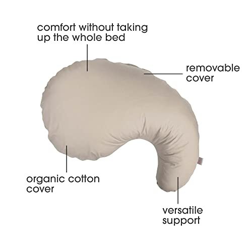 Boppy Cuddle Pregnancy Pillow with 100% Organic Cotton Removable Cover, Biscuit, Comfy Body-conforming Hypoallergenic Fiber Fill, Contoured Design for Versatile Support Pregnancy Through Postpartum