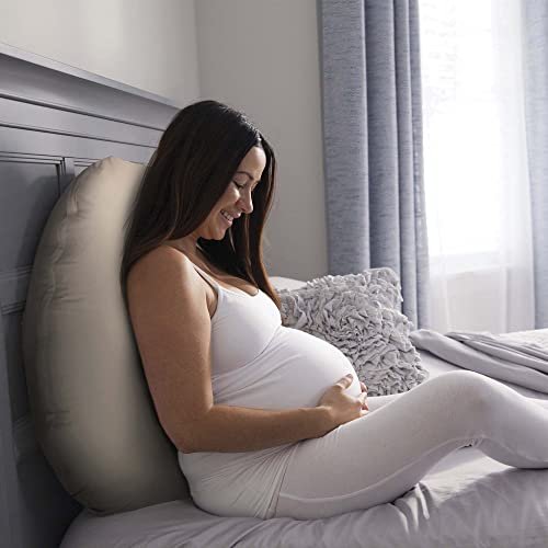 Boppy Cuddle Pregnancy Pillow with 100% Organic Cotton Removable Cover, Biscuit, Comfy Body-conforming Hypoallergenic Fiber Fill, Contoured Design for Versatile Support Pregnancy Through Postpartum