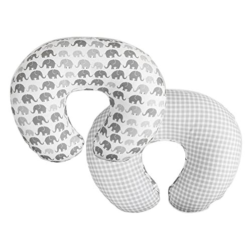 Boppy Nursing Pillow Cover, Premium Quick-Dry Fabric, Gray Elephants, Fits The Original Support Boppy Pillow for Breastfeeding and Bottle Feeding, Cover Only