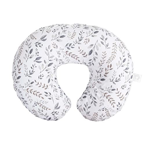 Boppy Original Nursing Pillow, Gray Taupe Leaves, Ergonomic Nursing Essentials for Bottle and Breastfeeding, Firm Fiber Fill, with Removable Pillow Cover, Machine Washable