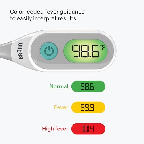 Braun Digital Thermometer, Clinically Accurate, Color Coded Fever Guidance for Baby, Toddlers, Kids & Adults, Oral, Rectal or Underarm use, No 1 Brand Recommended by Pediatricians, FSA & HSA Eligible
