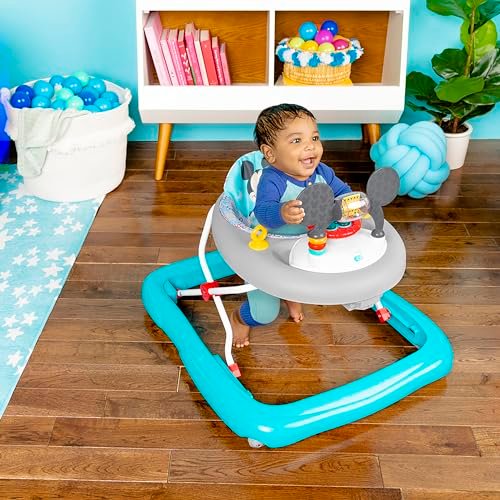 Bright Starts Disney Baby Mickey Mouse Original Bestie 2-in-1 Baby Activity Walker - Easy Fold Frame and Removable -Toy Station, 6 Months and up