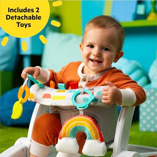 Bright Starts Learn-to-Sit Baby Floor Seat, 2-Positions Grow with Infant, Portable Baby Chair, Includes Sensory Toys, Unisex, 4-12 Months, Playful Paradise