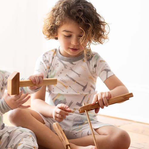 Burt's Bees Baby Boys' 2-Piece Short Sleeve Tee and Shorts Organic Cotton Pajama Set