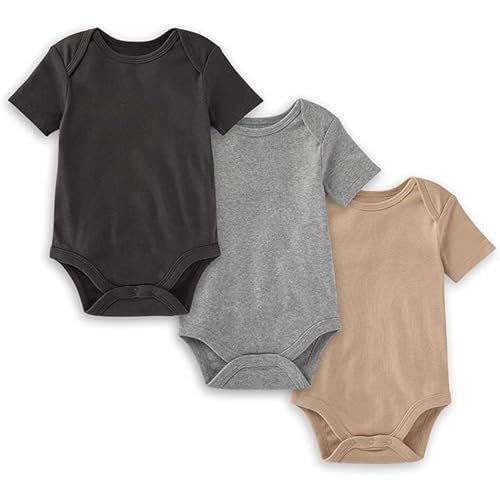 Burt's Bees Baby Unisex Short Sleeve Organic Cotton Bodysuits, 3-Pack