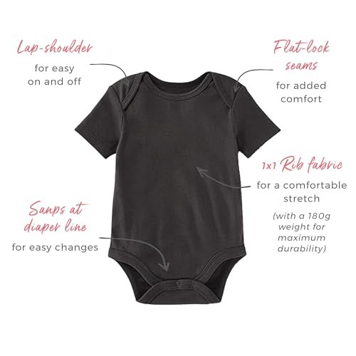 Burt's Bees Baby Unisex Short Sleeve Organic Cotton Bodysuits, 3-Pack