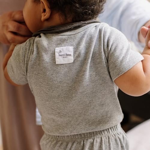 Burt's Bees Baby Unisex Short Sleeve Organic Cotton Bodysuits, 3-Pack