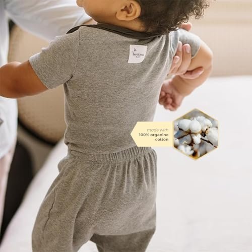 Burt's Bees Baby Unisex Short Sleeve Organic Cotton Bodysuits, 3-Pack