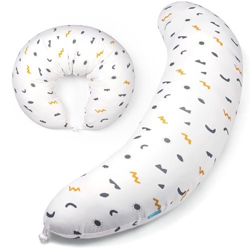 BYRIVER Firm C Shaped Pregnancy Pillows for Sleeping, Belly Hip Leg Knee Support Side Sleeper Body Pillow, Cuddle Snuggle Maternity Pillow, Zipper Cooling Jersey Cotton Pillowcase, Gifts for Mom