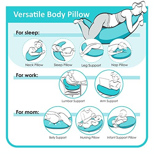 BYRIVER Firm C Shaped Pregnancy Pillows for Sleeping, Belly Hip Leg Knee Support Side Sleeper Body Pillow, Cuddle Snuggle Maternity Pillow, Zipper Cooling Jersey Cotton Pillowcase, Gifts for Mom