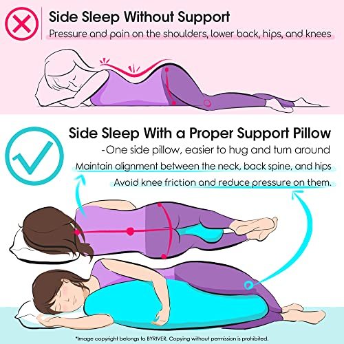 BYRIVER Firm C Shaped Pregnancy Pillows for Sleeping, Belly Hip Leg Knee Support Side Sleeper Body Pillow, Cuddle Snuggle Maternity Pillow, Zipper Cooling Jersey Cotton Pillowcase, Gifts for Mom