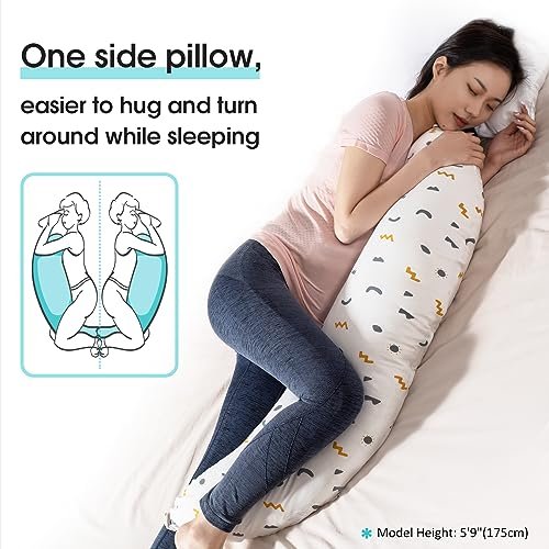 BYRIVER Firm C Shaped Pregnancy Pillows for Sleeping, Belly Hip Leg Knee Support Side Sleeper Body Pillow, Cuddle Snuggle Maternity Pillow, Zipper Cooling Jersey Cotton Pillowcase, Gifts for Mom