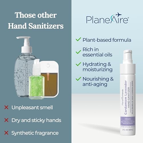 Cardamom Lavender Lotion Hand Sanitizer | Travel Size | Moisturizing Hand Lotion | Made with Aloe Vera & Essential Oils | Rich in Vitamin E | Cleanse & Moisturize | Scented Hand Sanitizer | 3-Pack