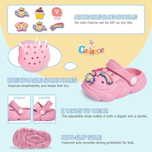 Casazoe Toddler Boys Girls Cute Garden Clogs Kids Slip On Water Shoes EVA Lightweight Summer Slipper Slides Baby Comfort Sandals Children Outdoor Shower Beach Pool Play Shoes