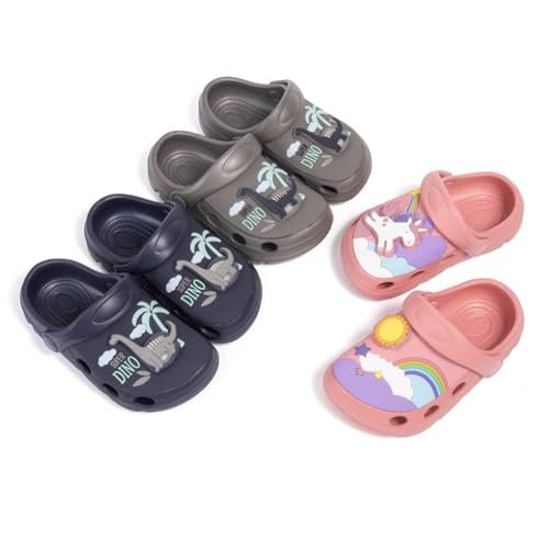 Casazoe Toddler Kids Boys Girls LED Garden Clogs EVA Summer Outdoor Light Up Slip On Shoes Cute Dinosaur Unicorn Water Sandals Lightweight Slipper Slides Beach Pool Play Shoes