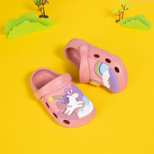 Casazoe Toddler Kids Boys Girls LED Garden Clogs EVA Summer Outdoor Light Up Slip On Shoes Cute Dinosaur Unicorn Water Sandals Lightweight Slipper Slides Beach Pool Play Shoes
