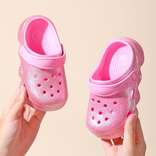 Casual Bright-Colored Clogs for Kid's, Toddlers, Girls, Breathable Lightweight Children's Garden Shoes for Beach Pool, Anti Slip Sandals Clogs