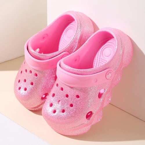 Casual Bright-Colored Clogs for Kid's, Toddlers, Girls, Breathable Lightweight Children's Garden Shoes for Beach Pool, Anti Slip Sandals Clogs