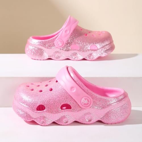 Casual Bright-Colored Clogs for Kid's, Toddlers, Girls, Breathable Lightweight Children's Garden Shoes for Beach Pool, Anti Slip Sandals Clogs