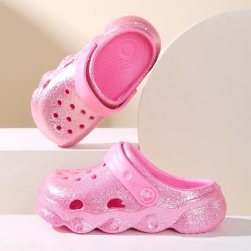 Casual Bright-Colored Clogs for Kid's, Toddlers, Girls, Breathable Lightweight Children's Garden Shoes for Beach Pool, Anti Slip Sandals Clogs